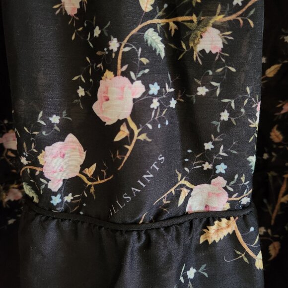 AllSaints Mindy Black Floral Trapeze Short Dress Sheer Whimsigoth Fairycore 6 - Picture 8 of 12